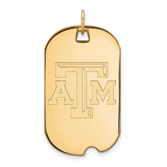 10k Yellow Gold Texas A&M U. Large Dog Tag Pendant